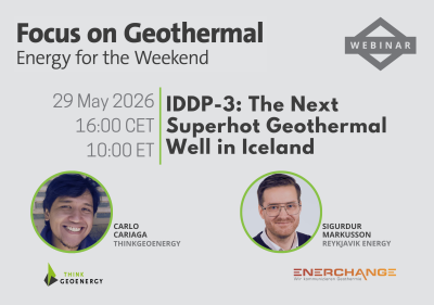 Webinar – Superhot geothermal research in Iceland and drilling of IDDP-3, 29 May 2026